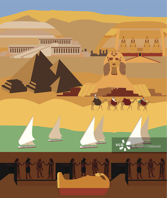 埃及旅游景点蒙太奇图片素材