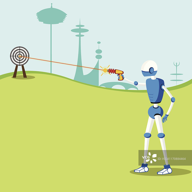 机器人用激光枪射击目标图片素材