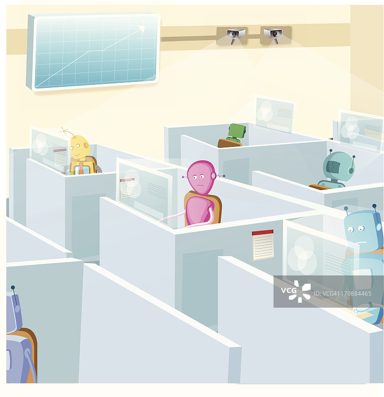 在办公室工作的机器人职员图片素材