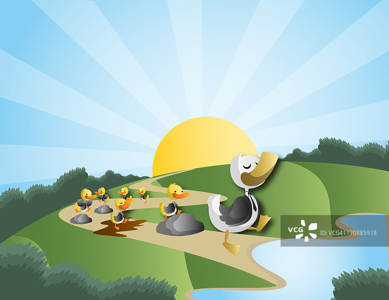 跟随鸭子的小鸡图片素材