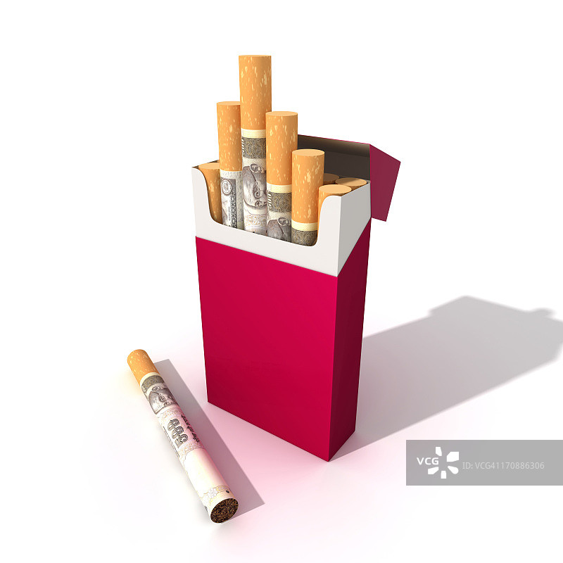 白色背景上的卢比香烟包图片素材