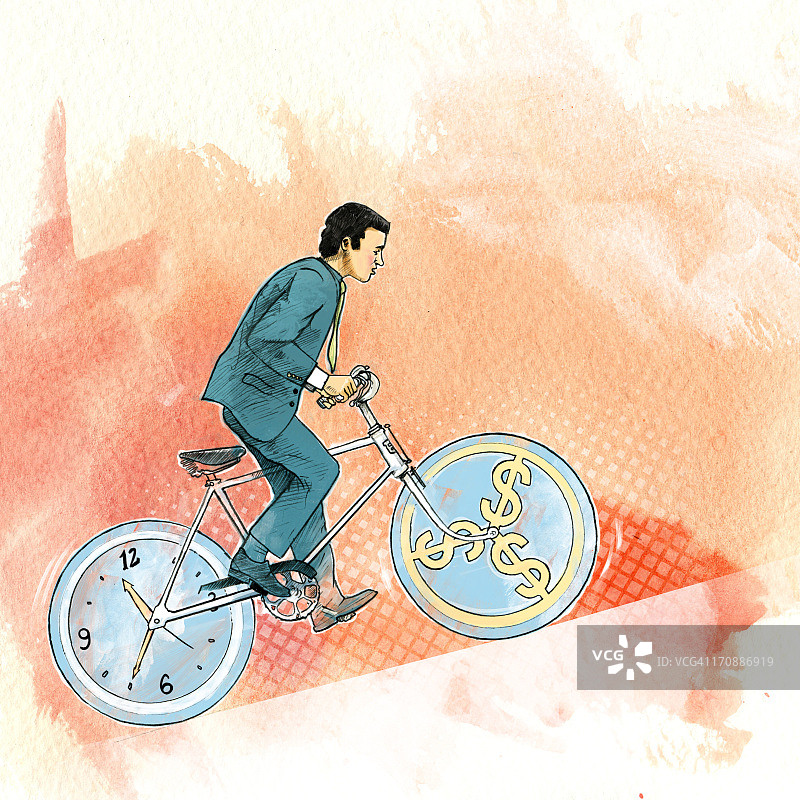 骑自行车的男人象征时间管理示意图图片素材