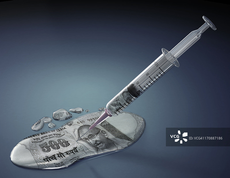 代表慈善的金融注射器示意图图片素材