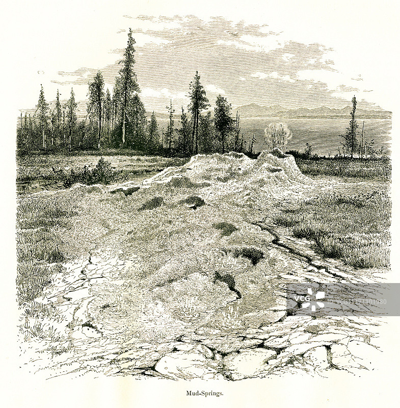 黄石国家公园的泥温泉图片素材