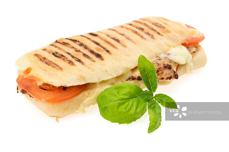 烤鸡肉帕尼尼三明治图片素材