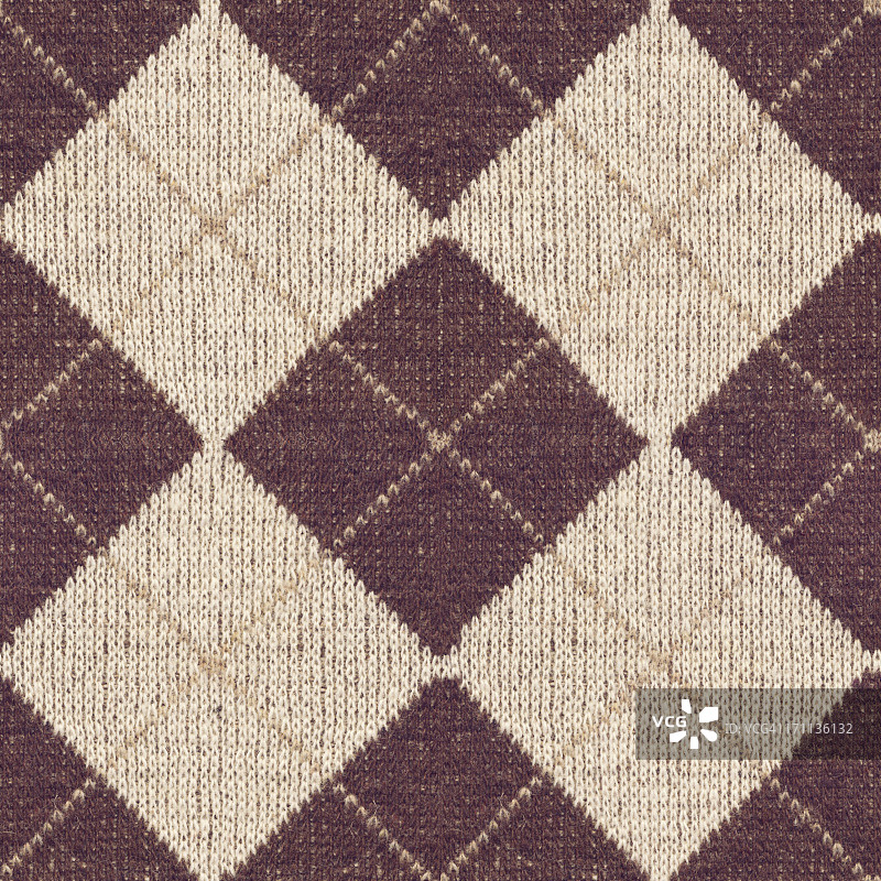 高分辨率棕色针织面料无缝菱形格纹图片素材