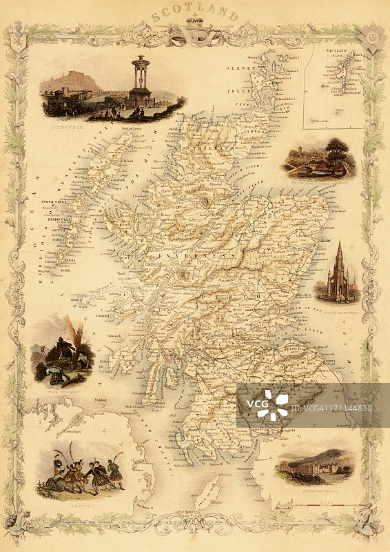 1851年苏格兰地图图片素材