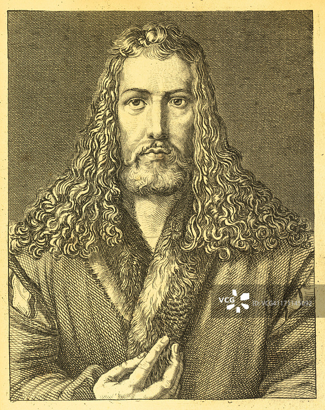 阿尔布雷希特·丢勒自画像|古董艺术插画图片素材