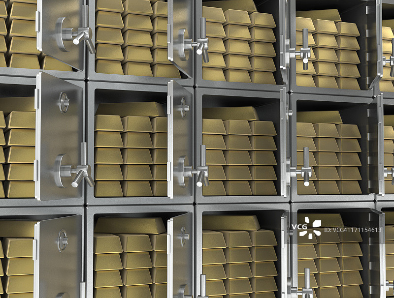 打开保险箱，内有黄金图片素材