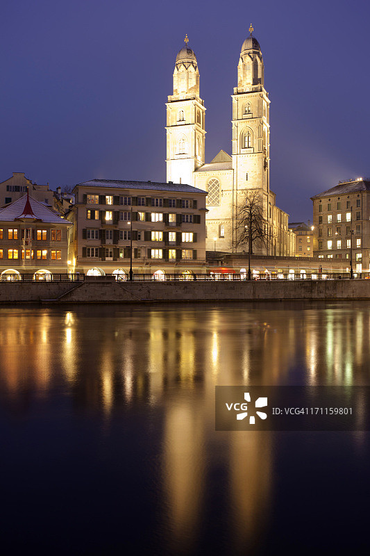 利马特河和格罗斯明斯特大教堂图片素材