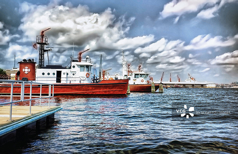 麦克亨利堡的消防船图片素材