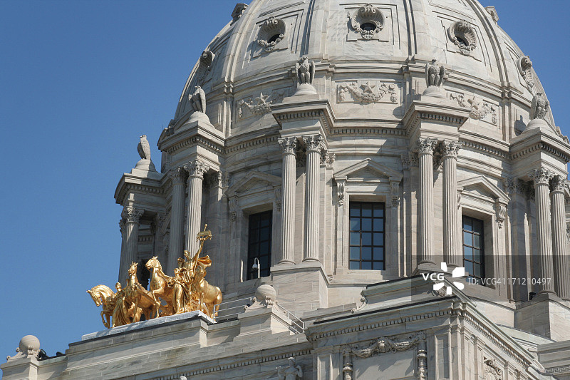 明尼苏达州议会大厦圆顶，政府大楼外观细节，圣保罗图片素材