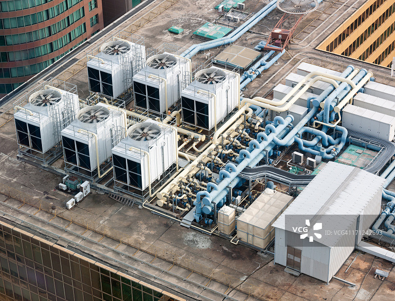 香港摩天大楼楼顶空气系统（XXXL）图片素材