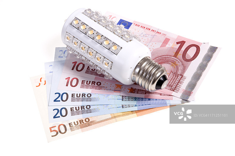 欧洲货币与LED灯泡图片素材