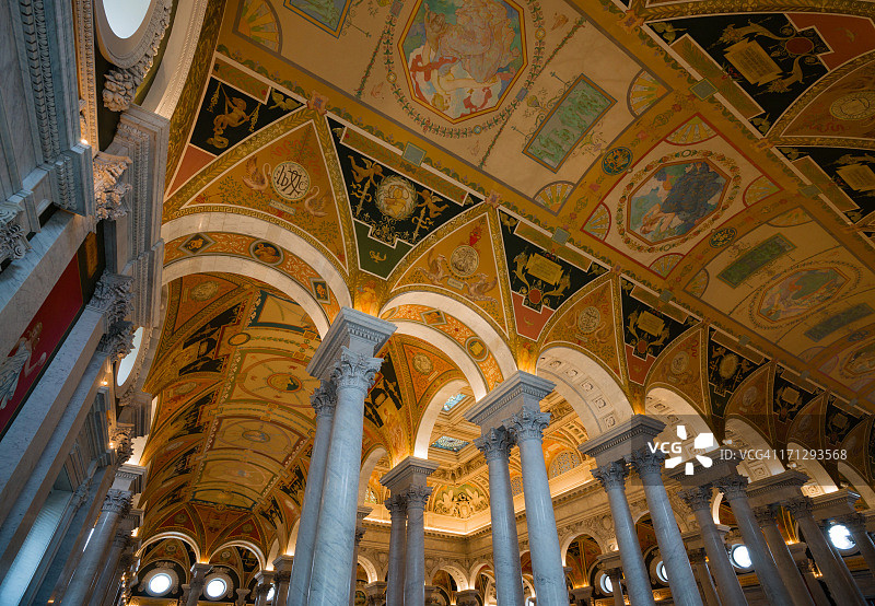 美国华盛顿特区国会图书馆大厅图片素材