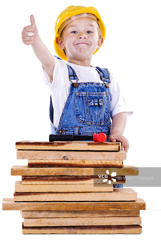 小工人竖起大拇指图片素材