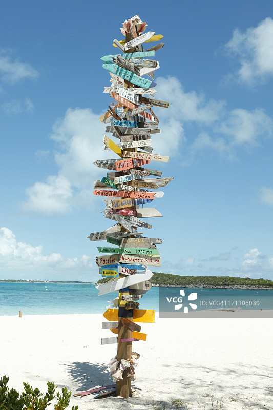 Stocking Island上的方向指示牌图片素材