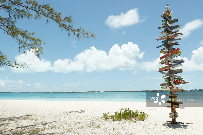 Stocking Island上的方向指示牌图片素材