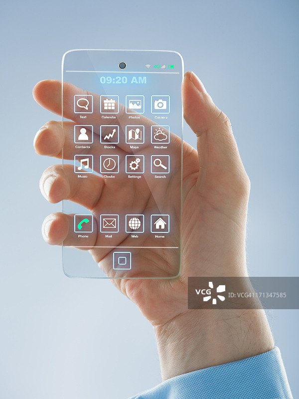 手中的未来主义智能手机图片素材