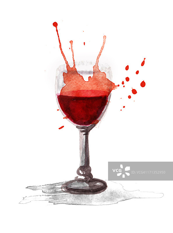 水彩葡萄酒杯图片素材