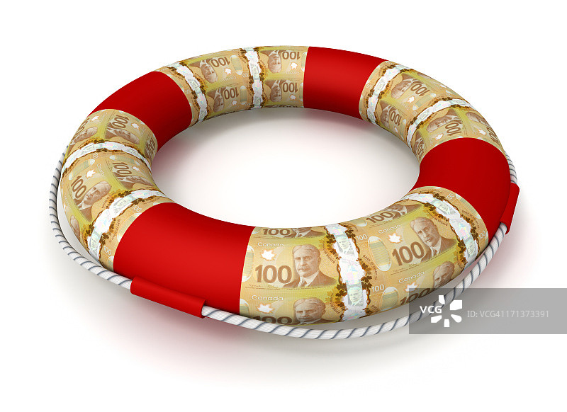 被加拿大元覆盖的救生圈图片素材