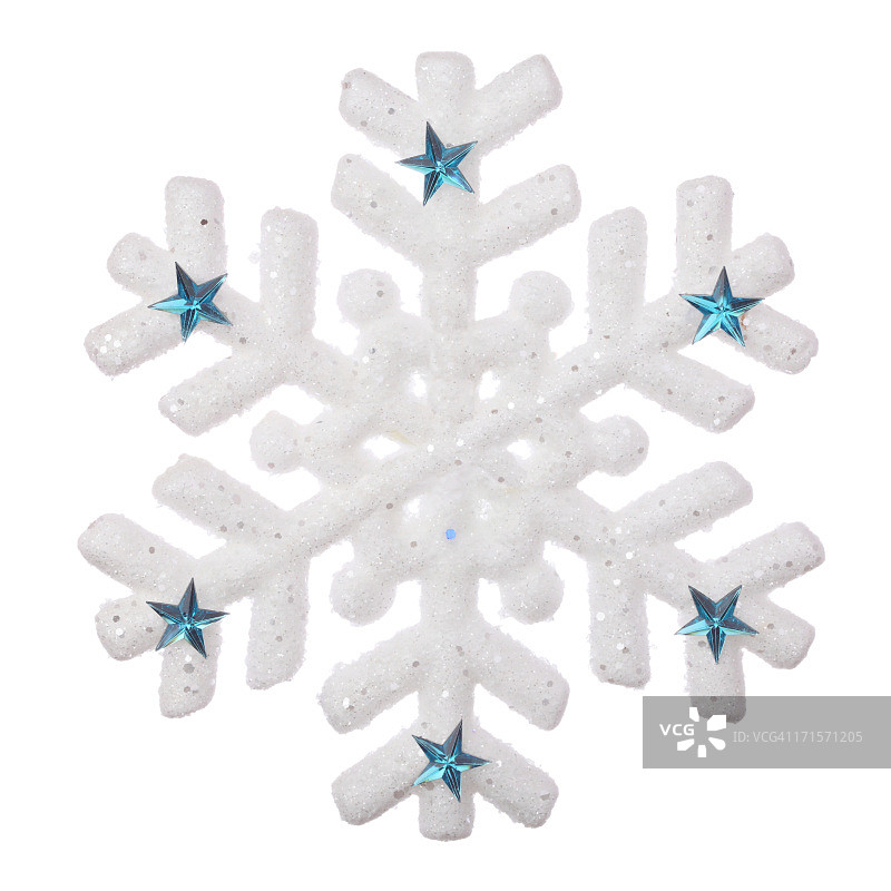 带有蓝色星星的银色圣诞雪花图片素材