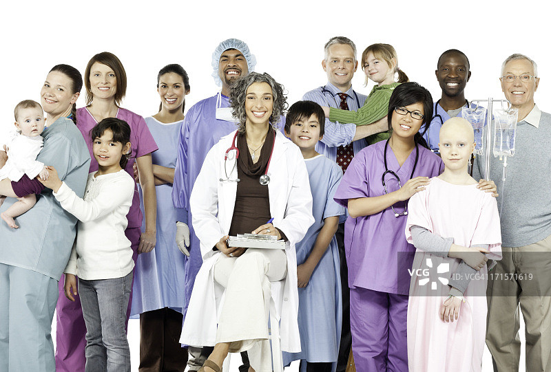 快乐儿童医院与多样性（孤立）图片素材
