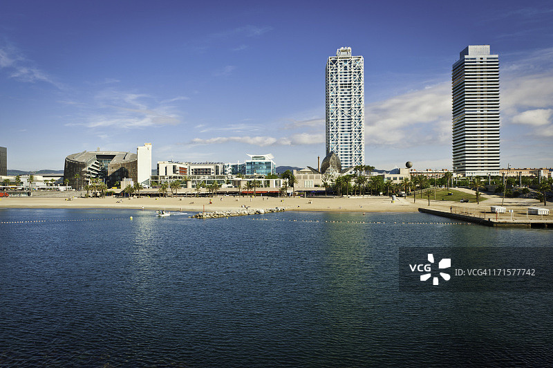 巴塞罗那海滩海滨长廊地中海风光图片素材