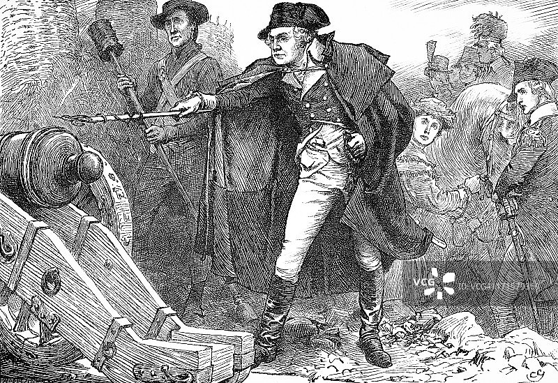 约克镇围攻战中的华盛顿雕刻图片素材