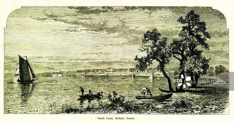 俄亥俄州凯莱斯岛南海岸历史插图图片素材