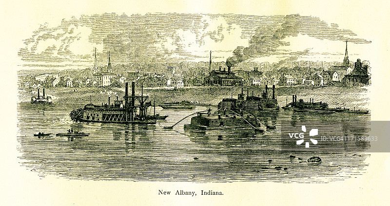 印第安纳州新奥尔巴尼历史美国插图图片素材