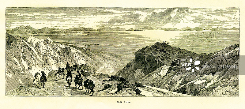 犹他州大盐湖|美国历史插图图片素材