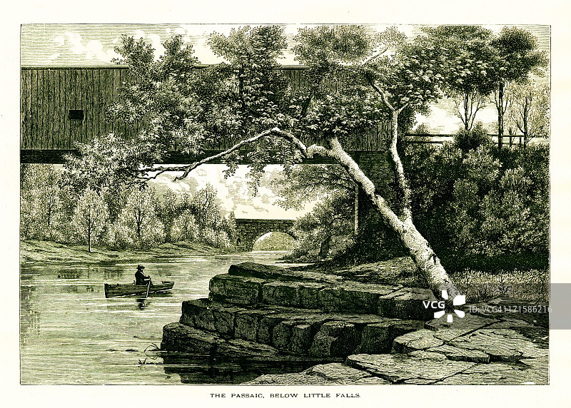 新泽西州小瀑布下的帕塞克河图片素材