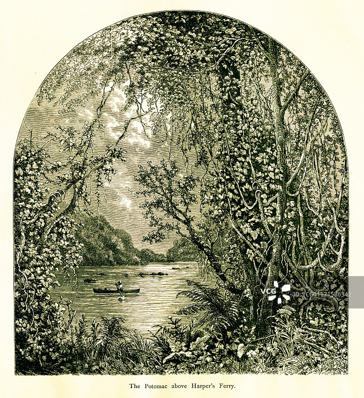 西弗吉尼亚州哈珀斯费里上方的波托马克河图片素材