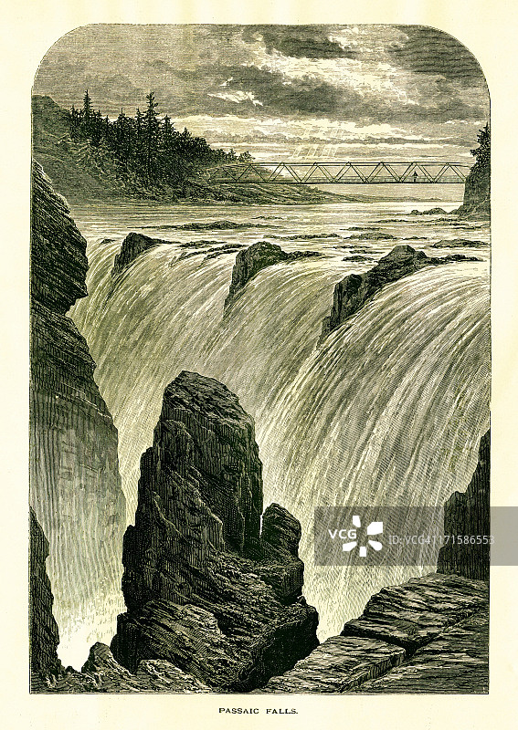 新泽西州帕塞伊克河大瀑布图片素材