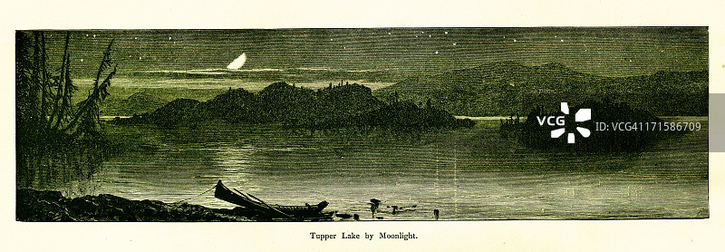 纽约州图珀湖的月光图片素材