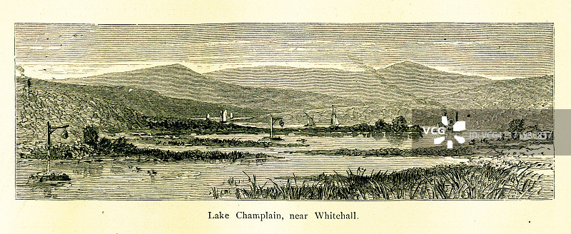 纽约州怀特霍尔附近的尚普兰湖图片素材