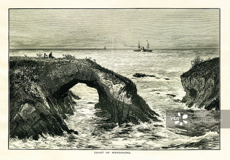 加利福尼亚州门多西诺海岸|美国历史插图图片素材