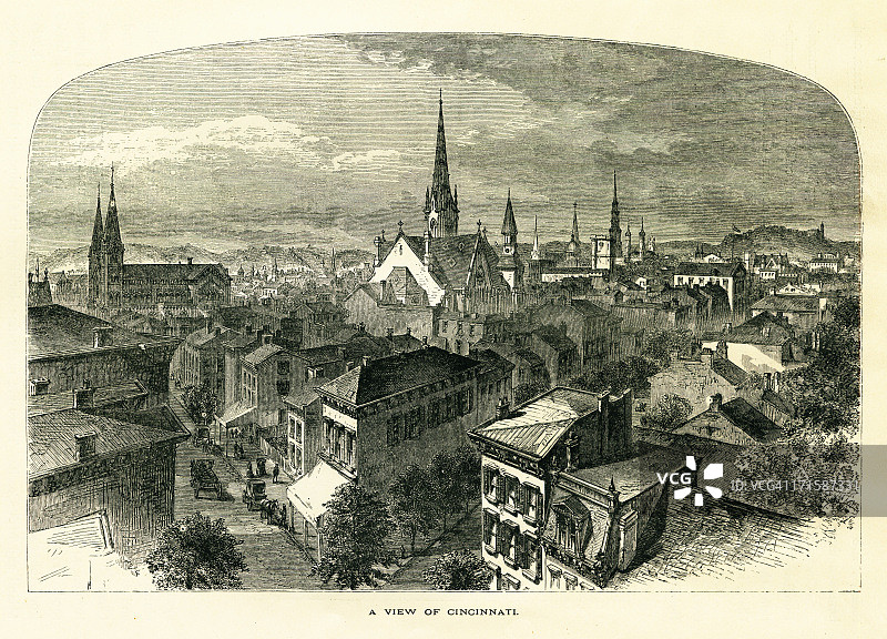 俄亥俄州辛辛那提市 | 历史美国插图图片素材