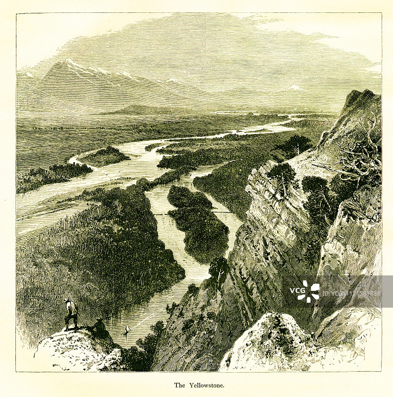 美国黄石国家公园历史插图图片素材