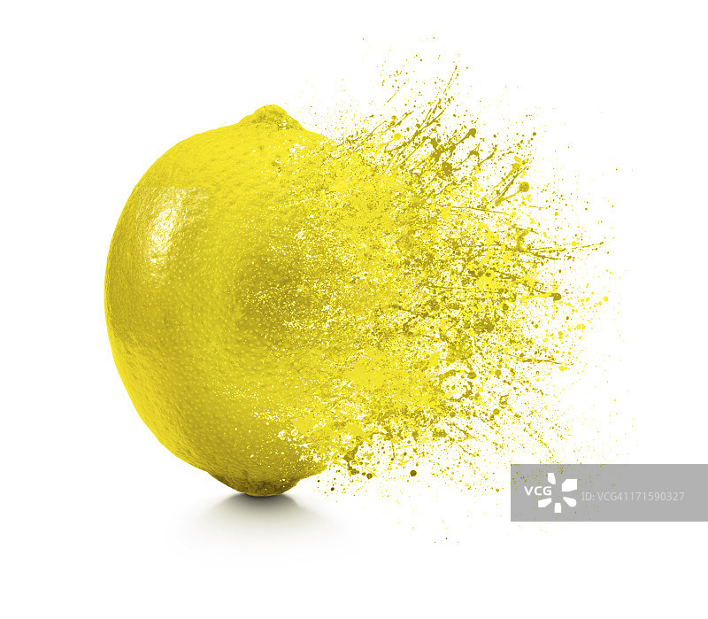 柠檬飞溅，白色背景图片素材