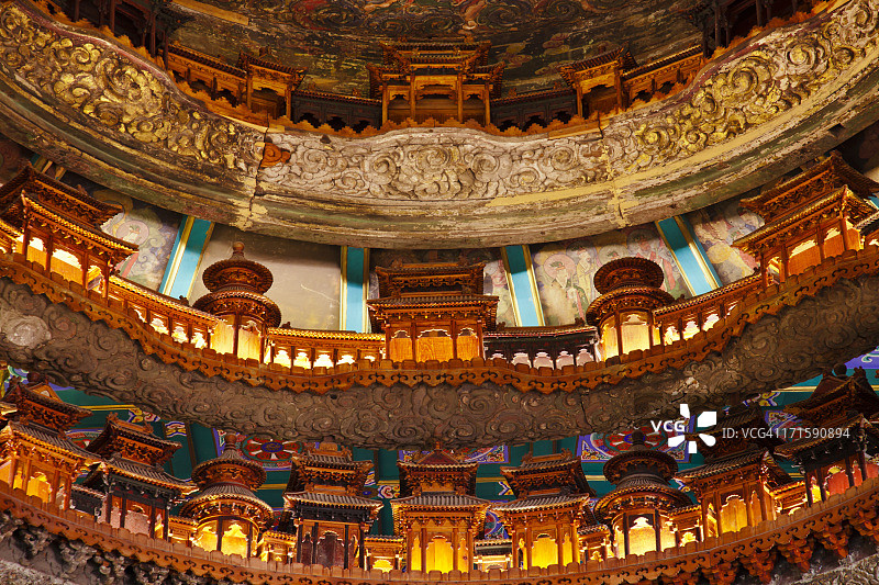 中国北京古代寺庙的藻井图片素材