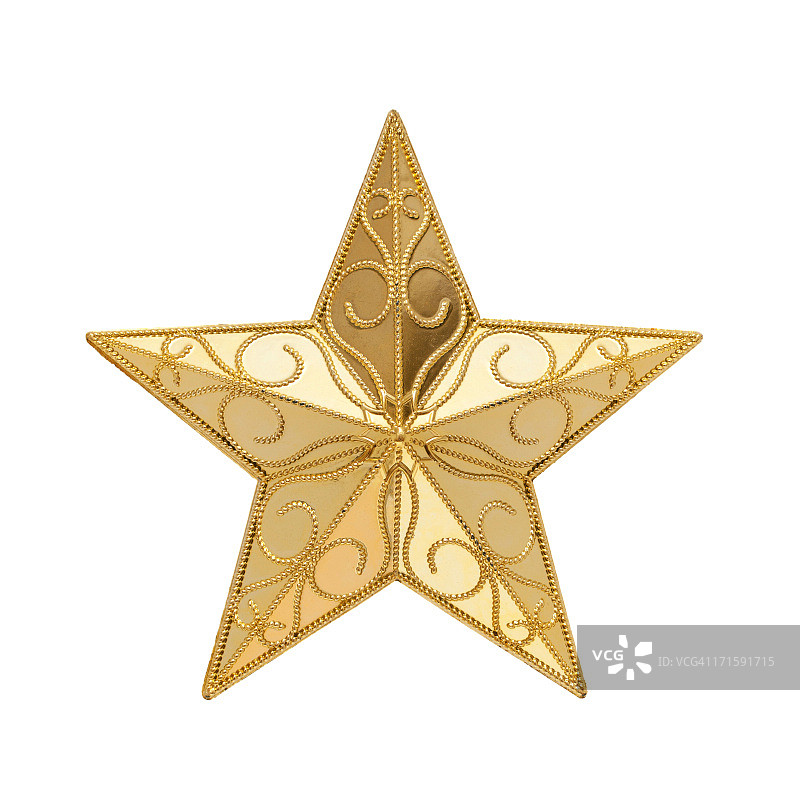 白色背景上孤立的金色星星（带剪切路径！）图片素材