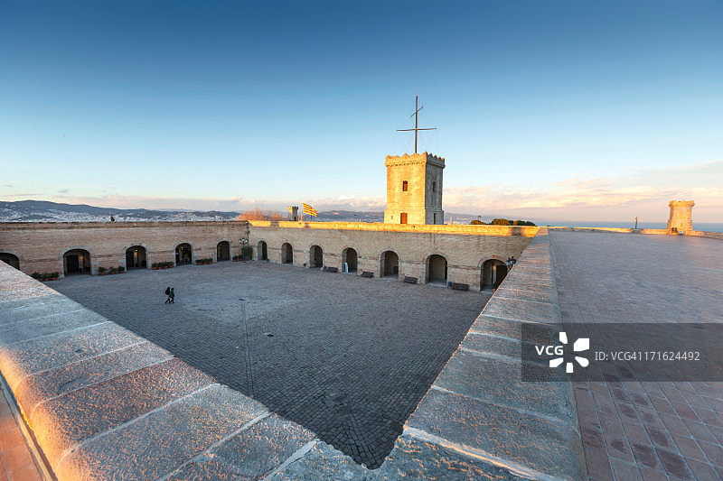 蒙特惠奇城堡，蒙特惠奇山，巴塞罗那，加泰罗尼亚，西班牙图片素材