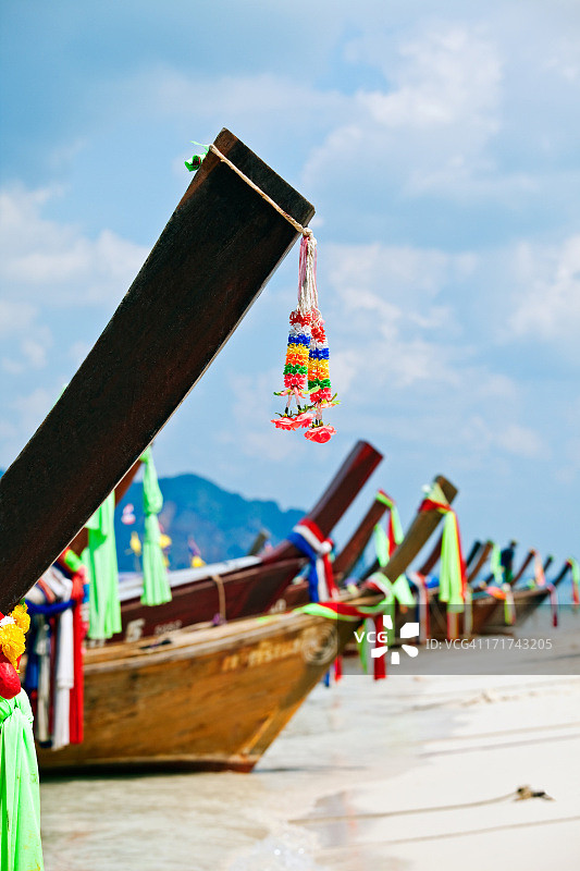 长尾船，波达岛，甲米图片素材