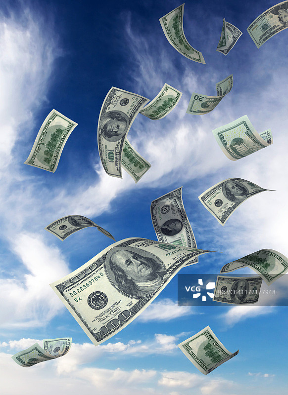 从天而降的钱币图片素材