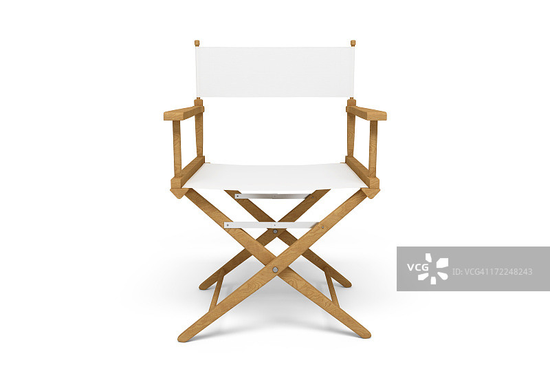 导演椅正面图 - 木质/白色（独立）图片素材