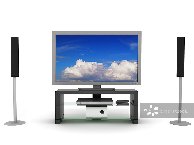 带宽屏LCD/等离子电视的家庭影院系统图片素材