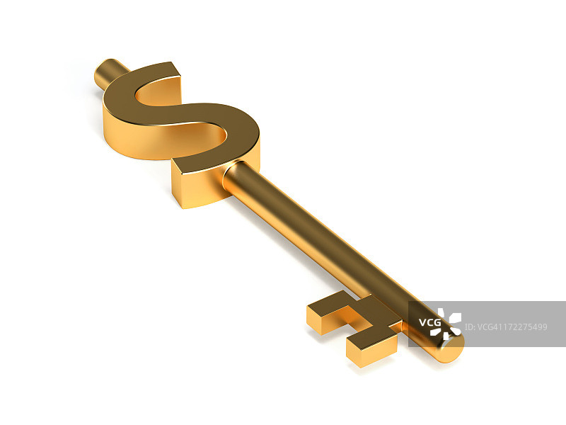 美元造型钥匙（带裁剪路径）图片素材