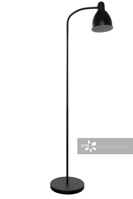 白色背景上的独立式黑色落地灯图片素材